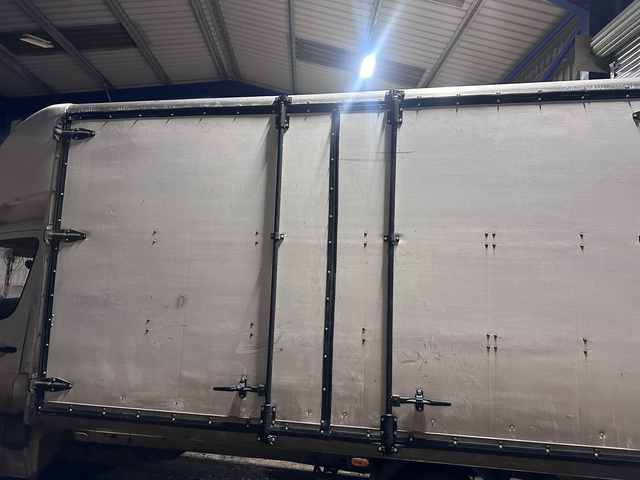 Side barn doors close-up